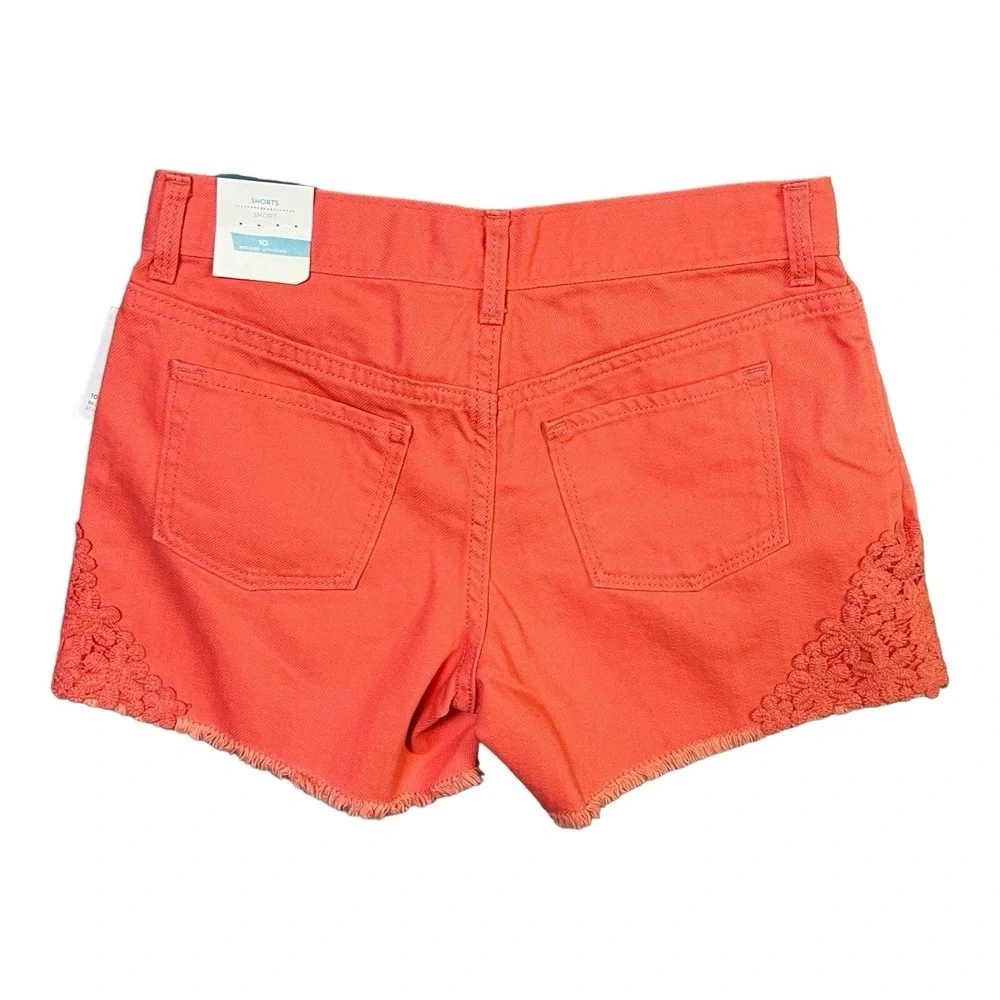 Old Navy Mini Short Girls 10 Regular‎ Coral  Lace Crochet Frayed Boho NEW Beachy